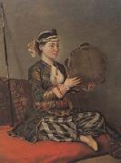 Jean-Etienne Liotard Turkish Woman with a Tambourine (mk08) oil painting reproduction